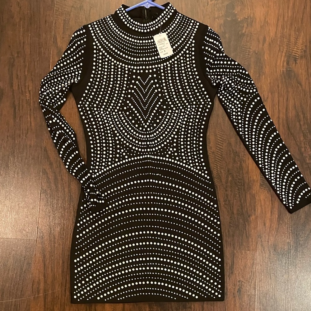 Windsor Black ornate beaded bodycon dress